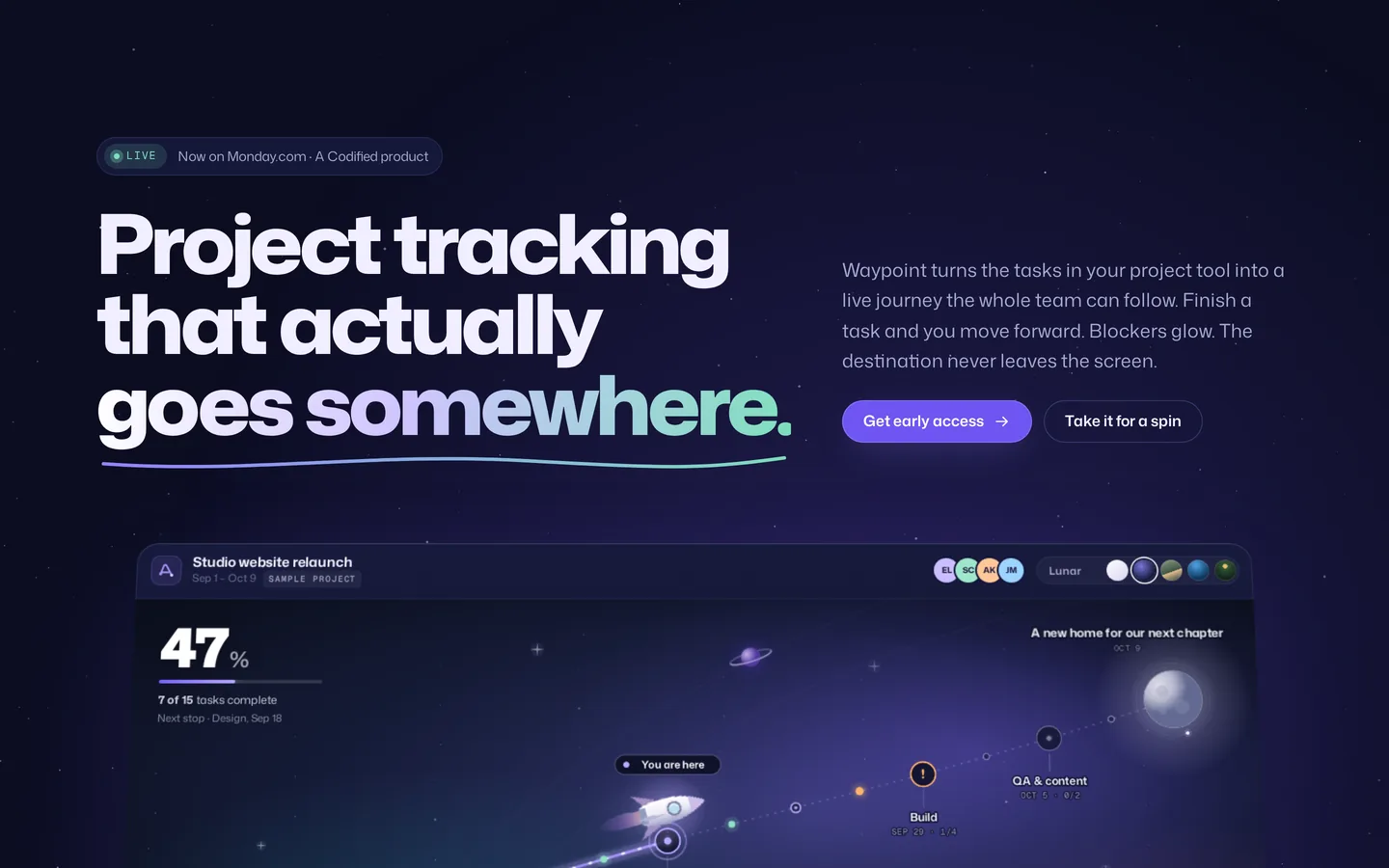 Screenshot: Waypoint, a visual project tracker